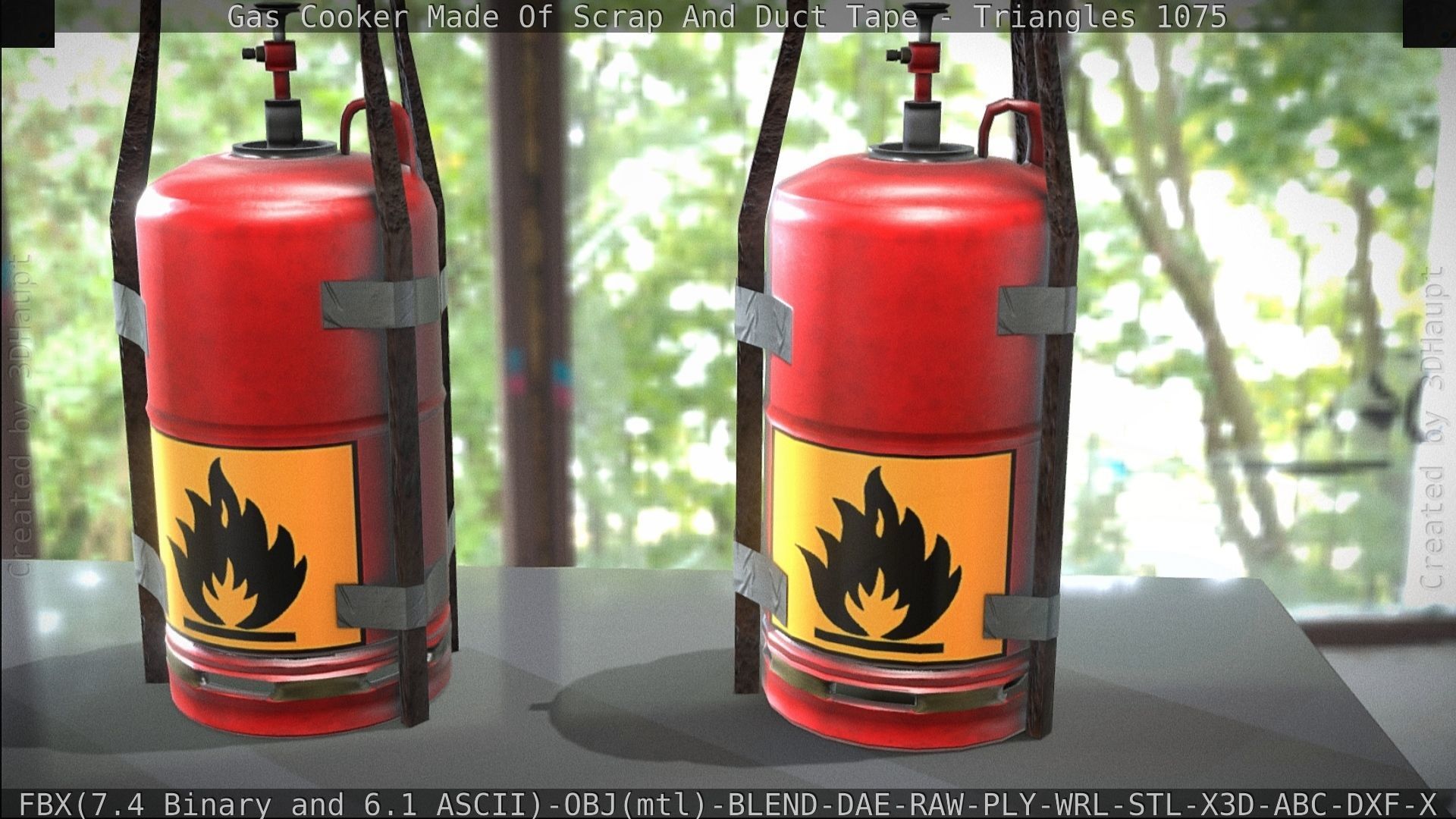 Gas Cooker Made Of Scrap And Duct Tape Low-poly 3D model_163