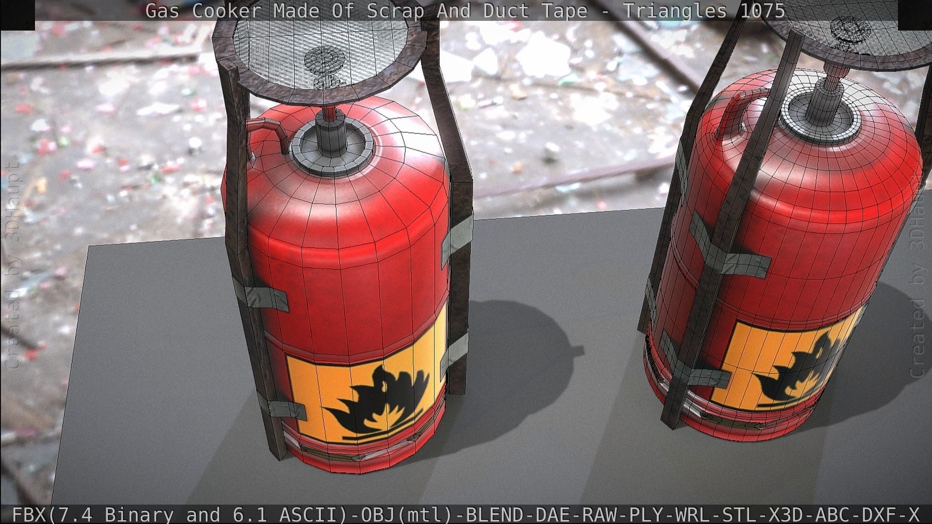 Gas Cooker Made Of Scrap And Duct Tape Low-poly 3D model_181