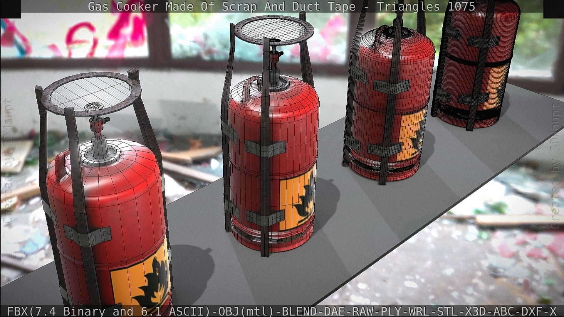 Gas Cooker Made Of Scrap And Duct Tape Low-poly 3D model_68