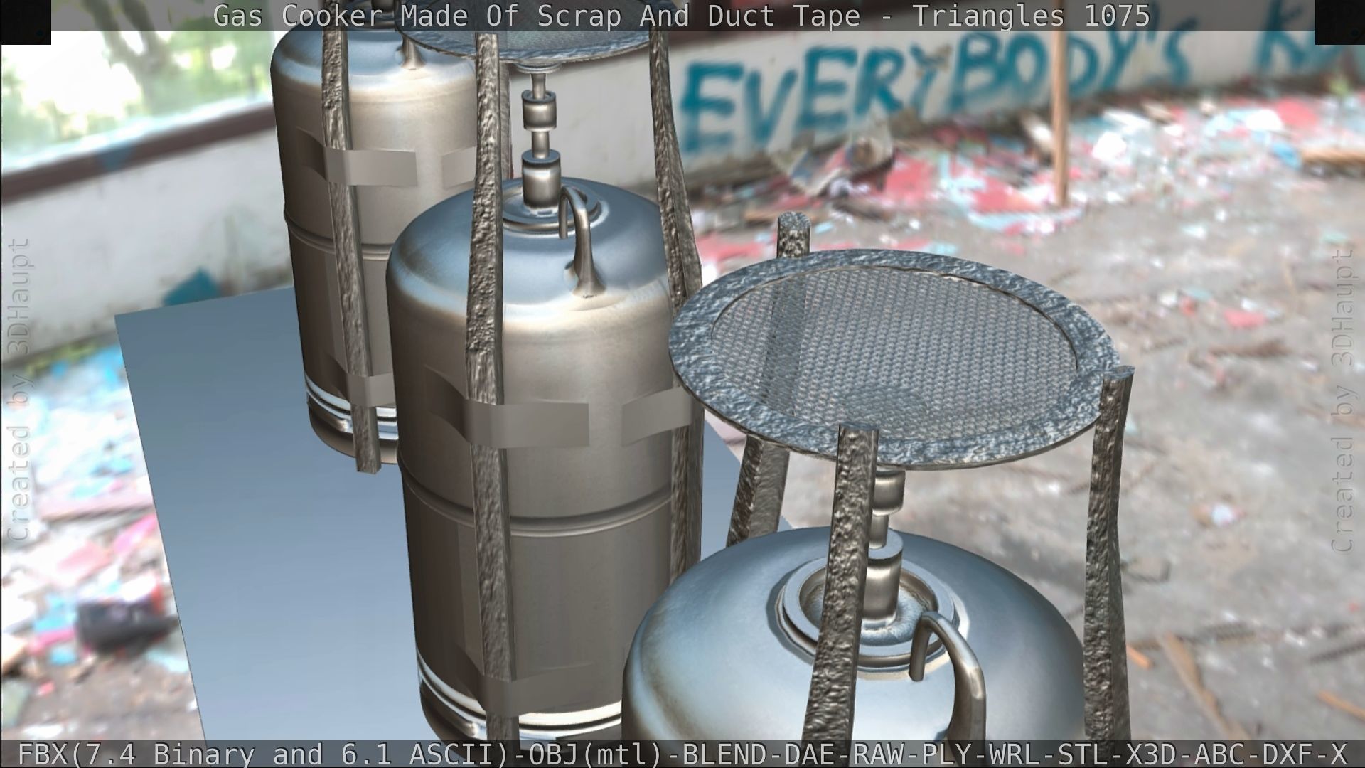 Gas Cooker Made Of Scrap And Duct Tape Low-poly 3D model_118