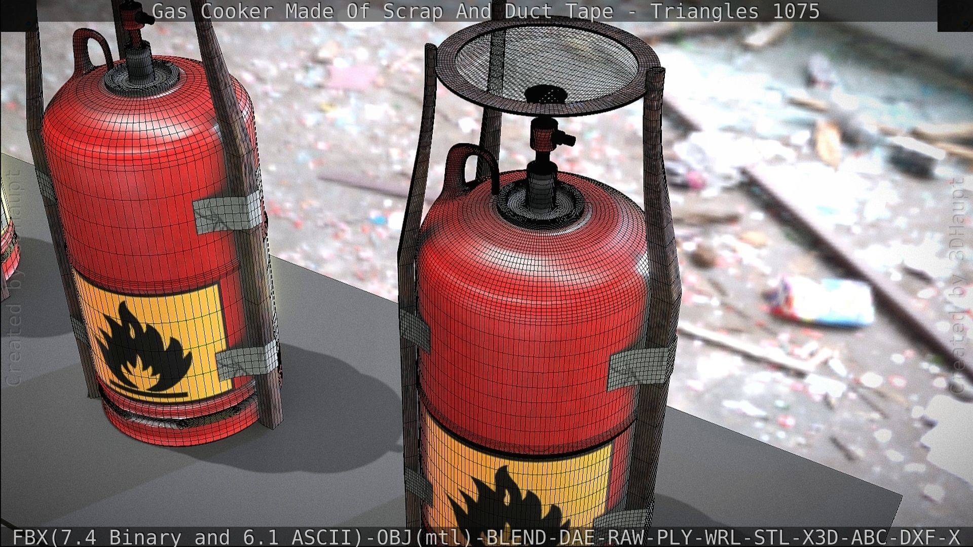 Gas Cooker Made Of Scrap And Duct Tape Low-poly 3D model_78