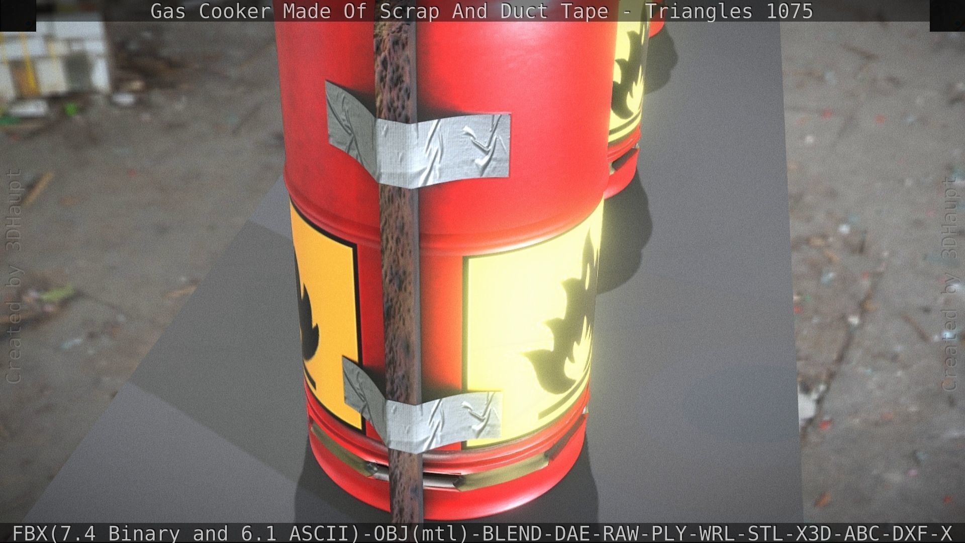 Gas Cooker Made Of Scrap And Duct Tape Low-poly 3D model_37