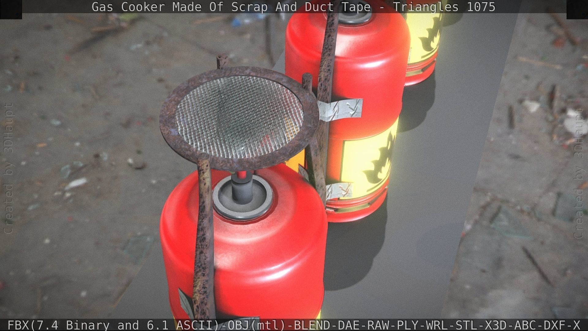 Gas Cooker Made Of Scrap And Duct Tape Low-poly 3D model_40