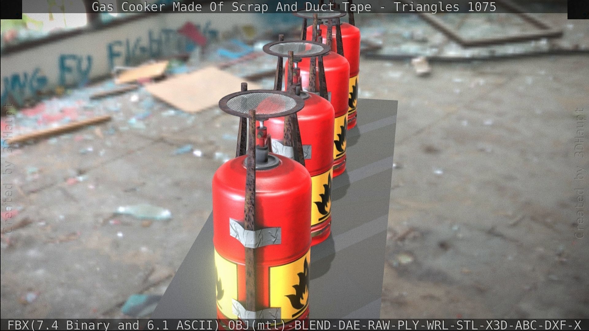 Gas Cooker Made Of Scrap And Duct Tape Low-poly 3D model_143