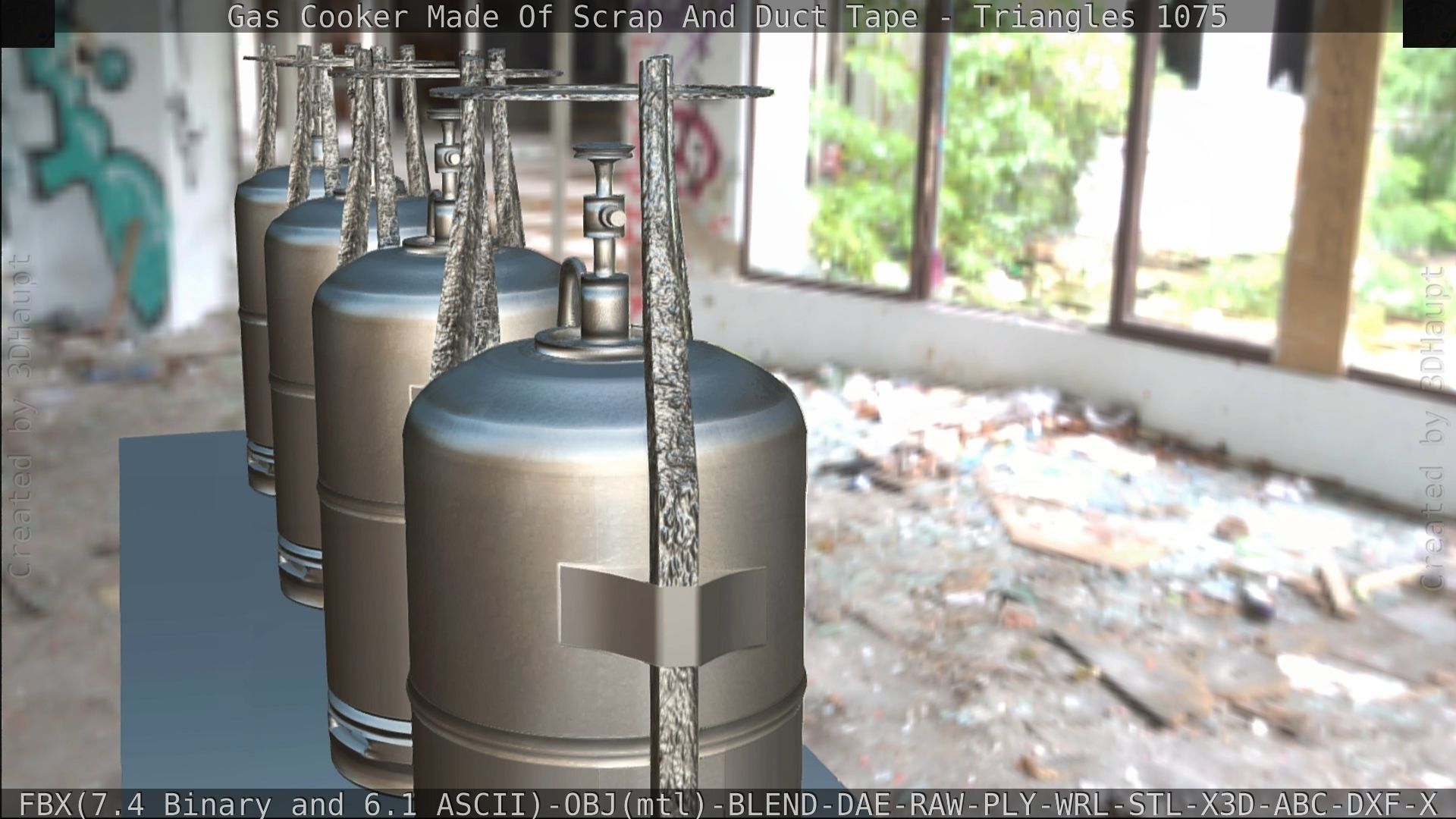 Gas Cooker Made Of Scrap And Duct Tape Low-poly 3D model_112