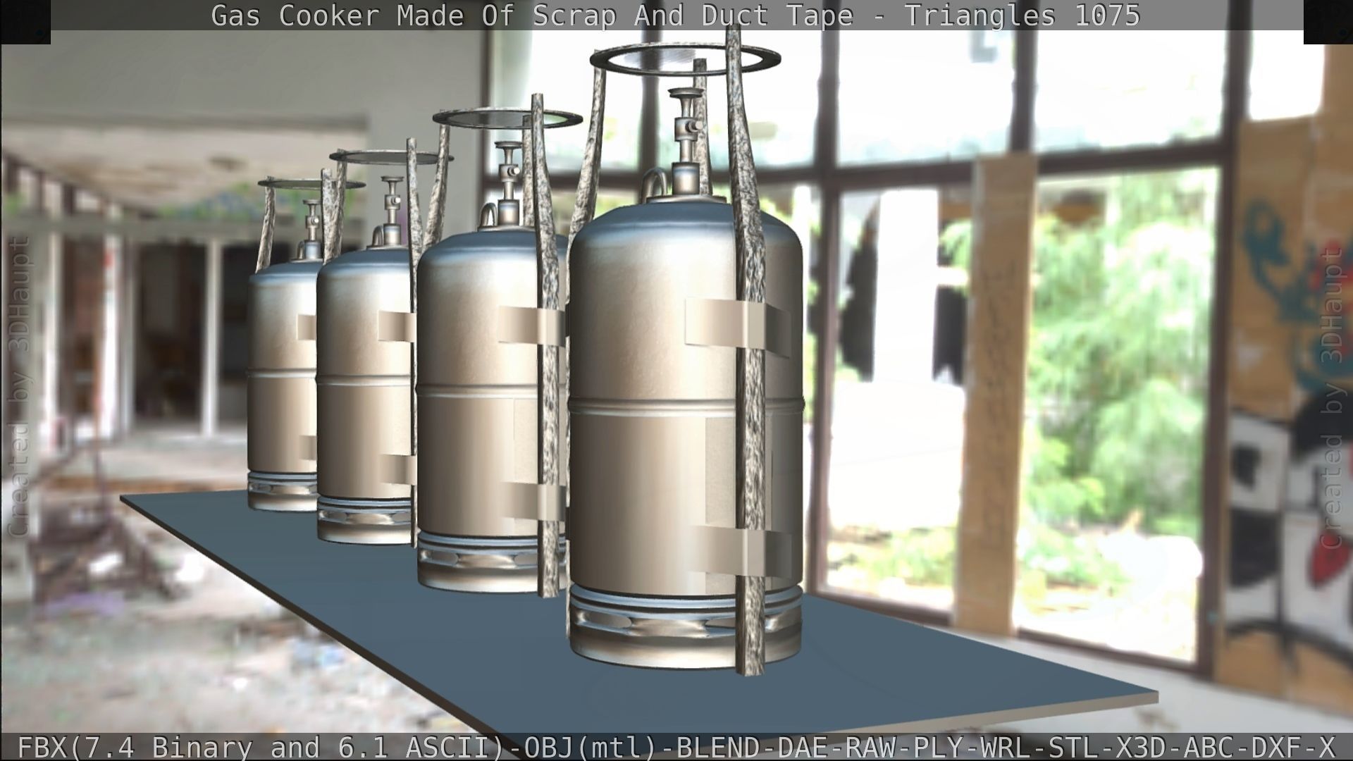 Gas Cooker Made Of Scrap And Duct Tape Low-poly 3D model_109