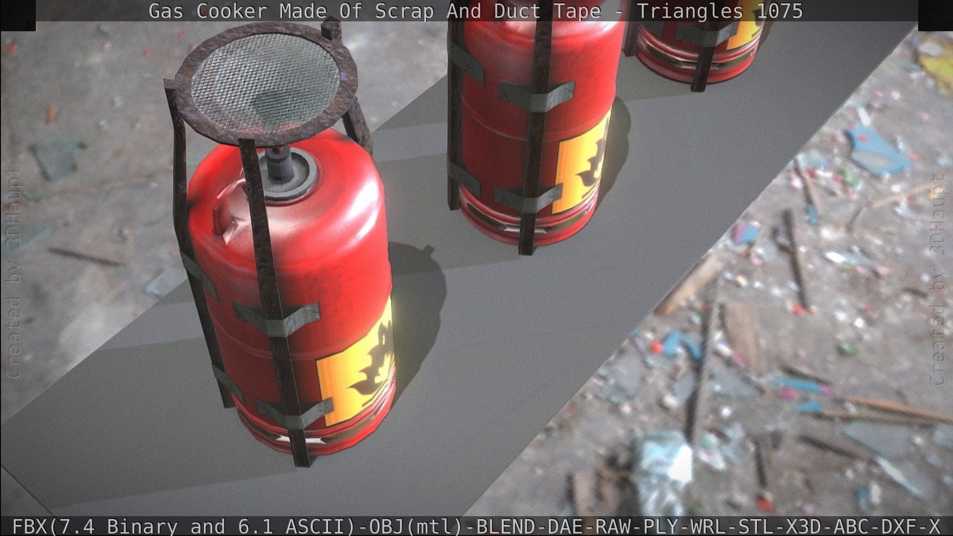 Gas Cooker Made Of Scrap And Duct Tape Low-poly 3D model_168