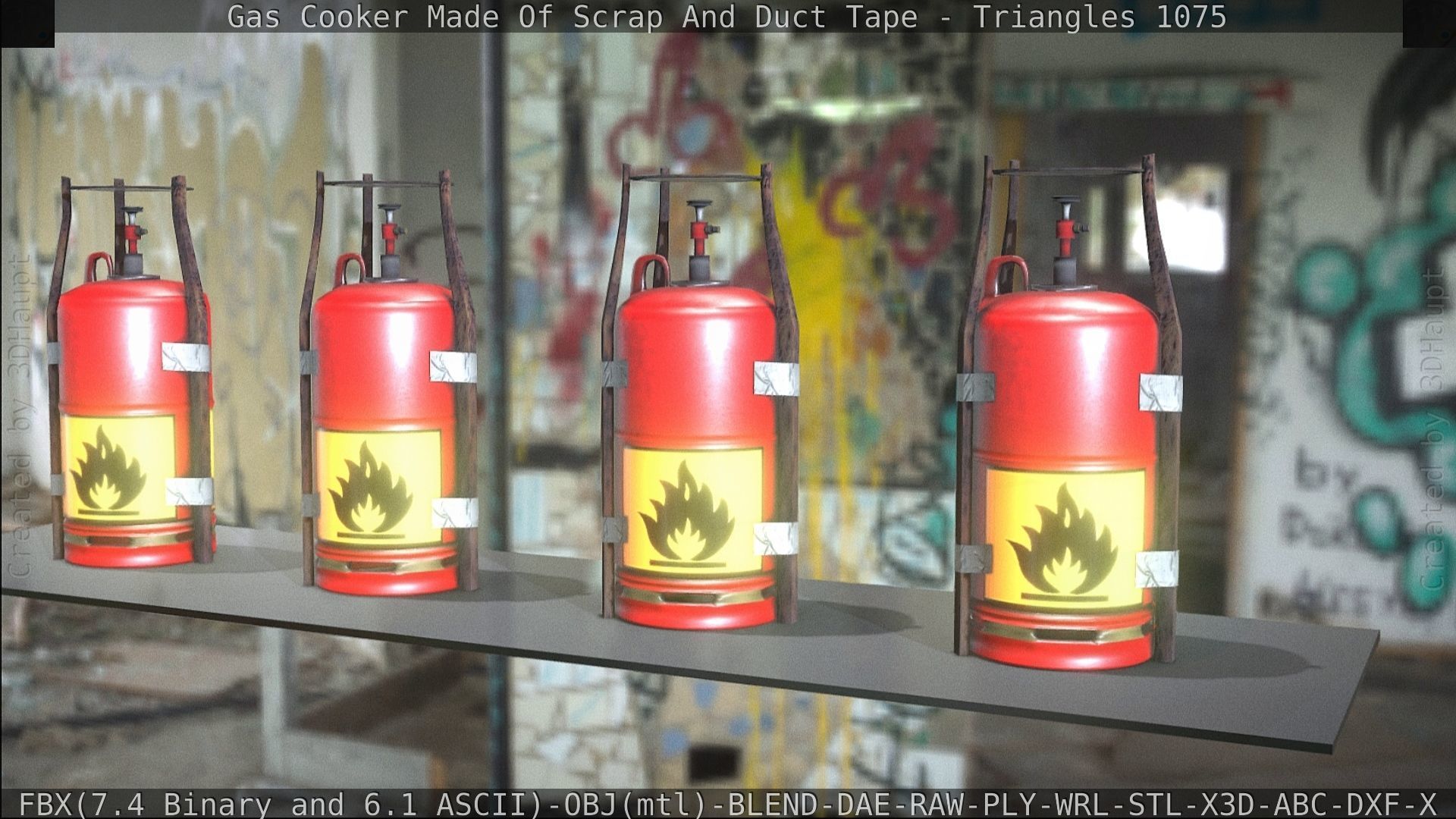 Gas Cooker Made Of Scrap And Duct Tape Low-poly 3D model_174