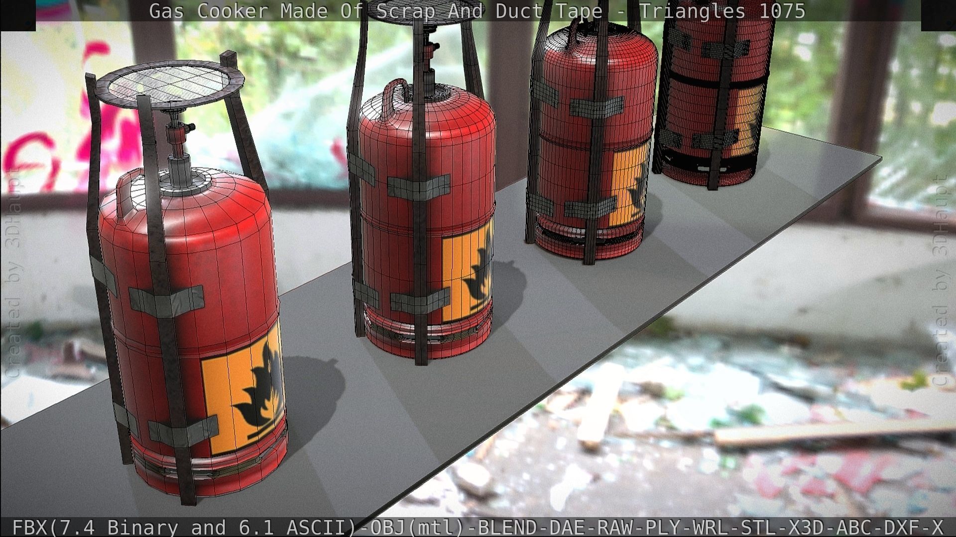 Gas Cooker Made Of Scrap And Duct Tape Low-poly 3D model_92