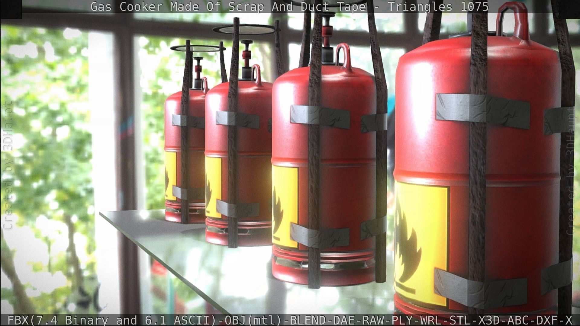 Gas Cooker Made Of Scrap And Duct Tape Low-poly 3D model_129