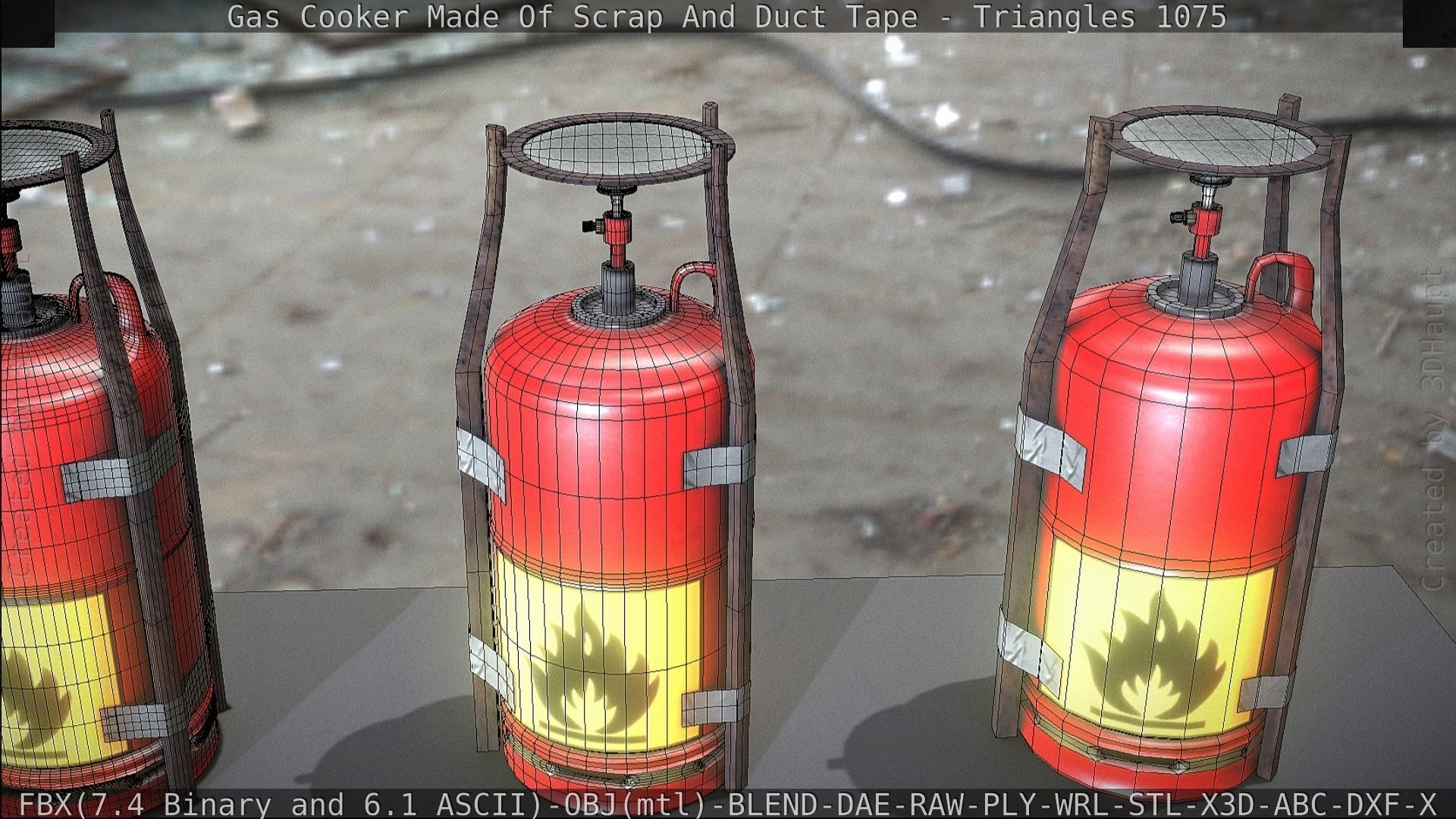 Gas Cooker Made Of Scrap And Duct Tape Low-poly 3D model_88
