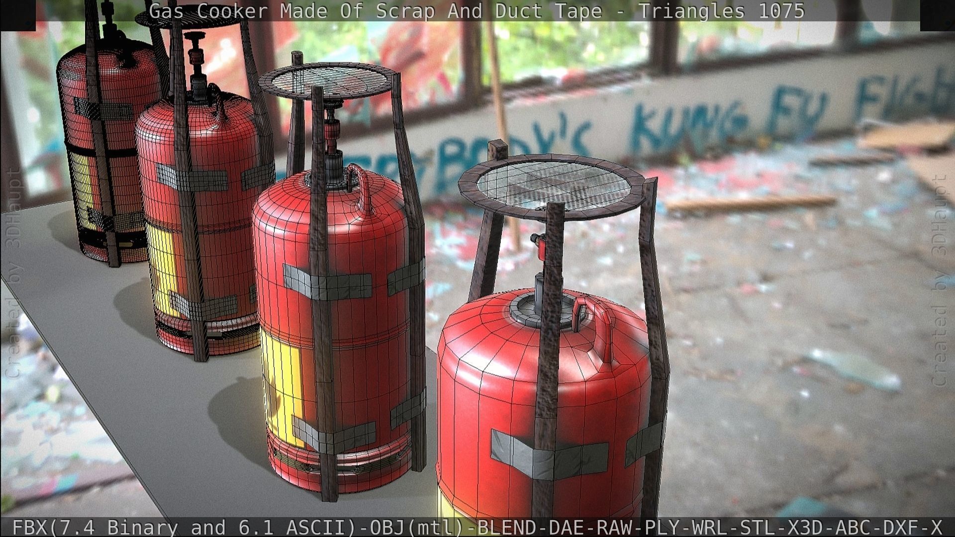 Gas Cooker Made Of Scrap And Duct Tape Low-poly 3D model_66