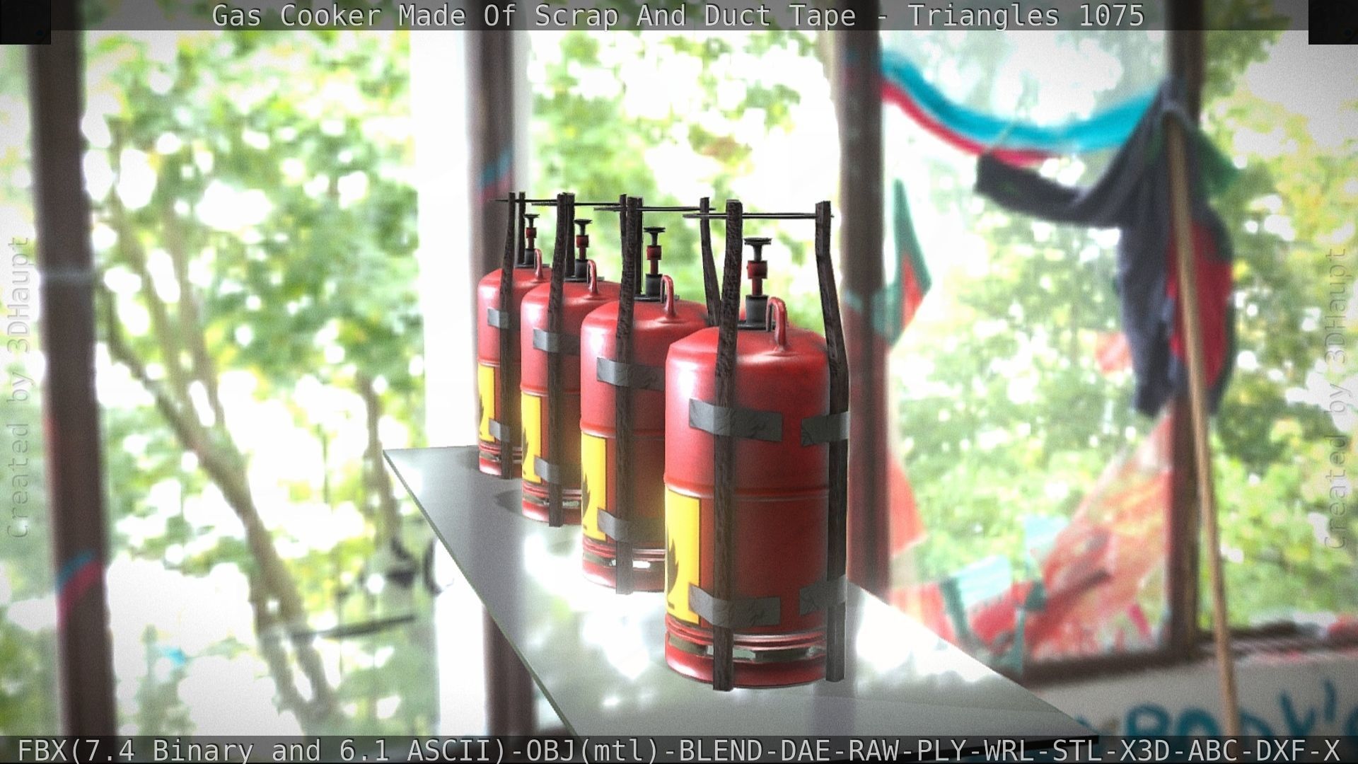 Gas Cooker Made Of Scrap And Duct Tape Low-poly 3D model_180