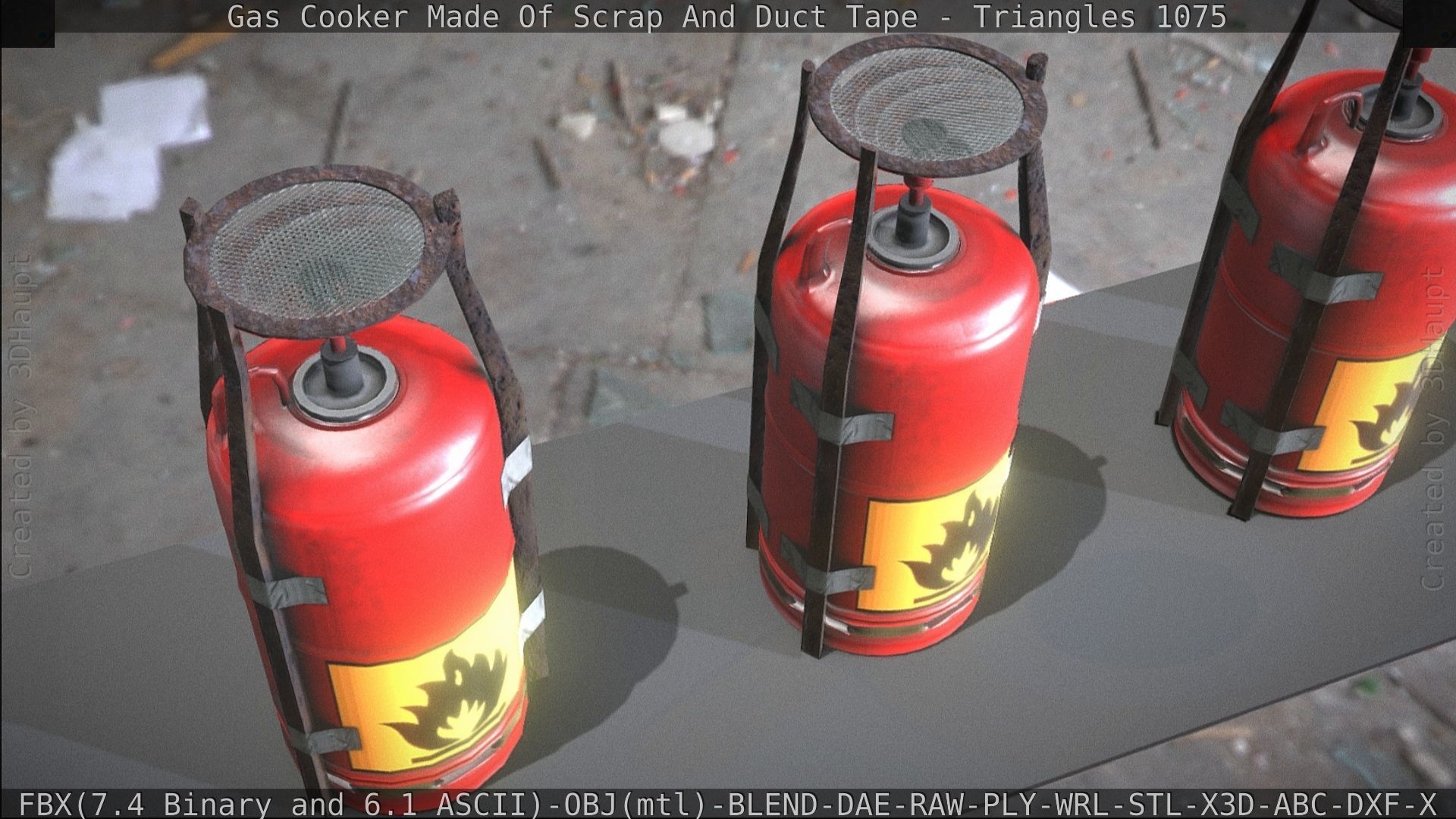Gas Cooker Made Of Scrap And Duct Tape Low-poly 3D model_171