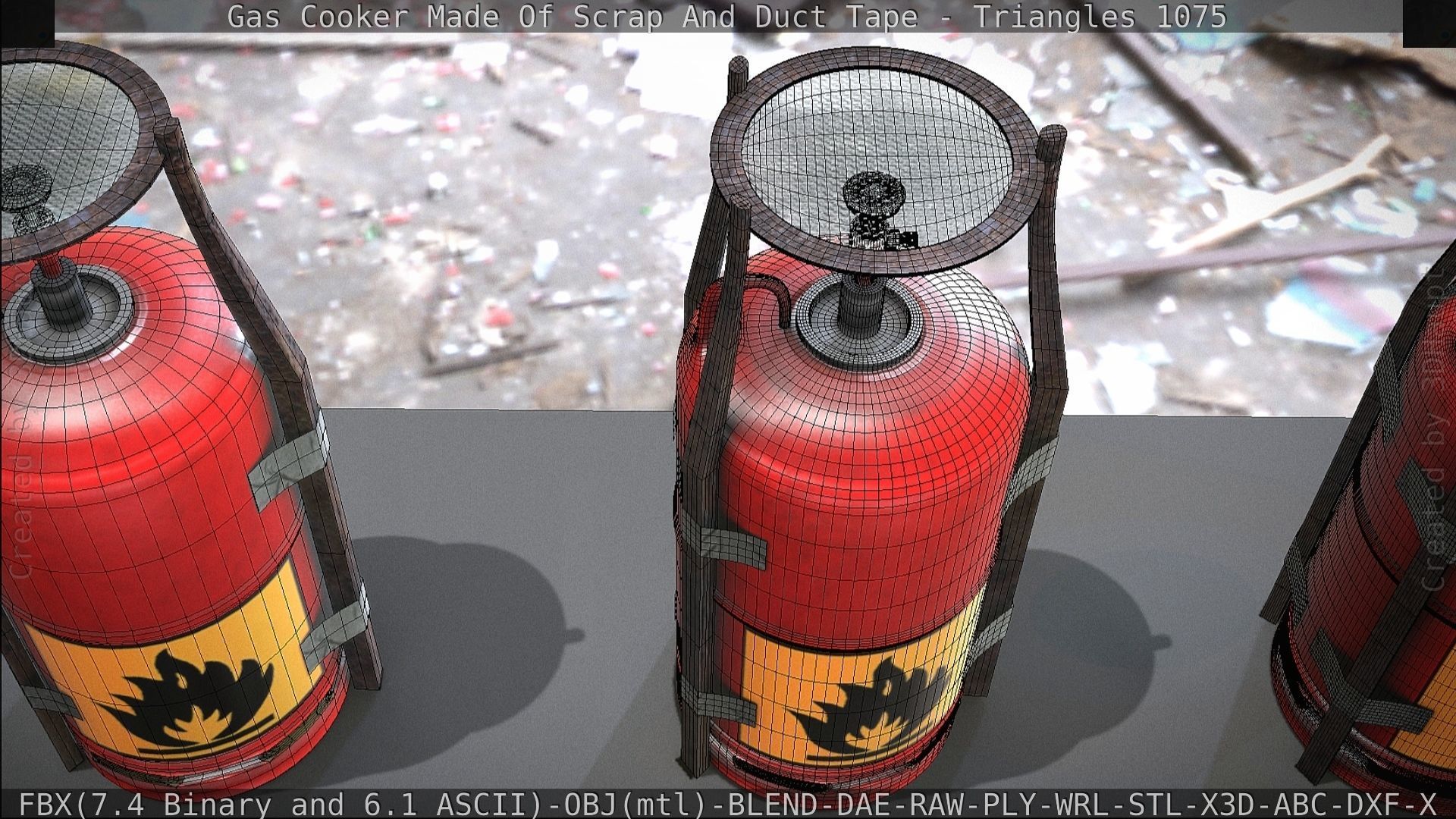 Gas Cooker Made Of Scrap And Duct Tape Low-poly 3D model_75
