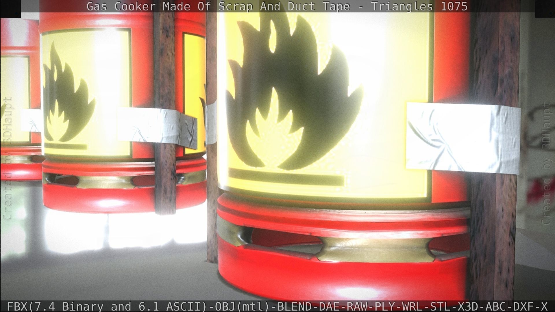 Gas Cooker Made Of Scrap And Duct Tape Low-poly 3D model_152