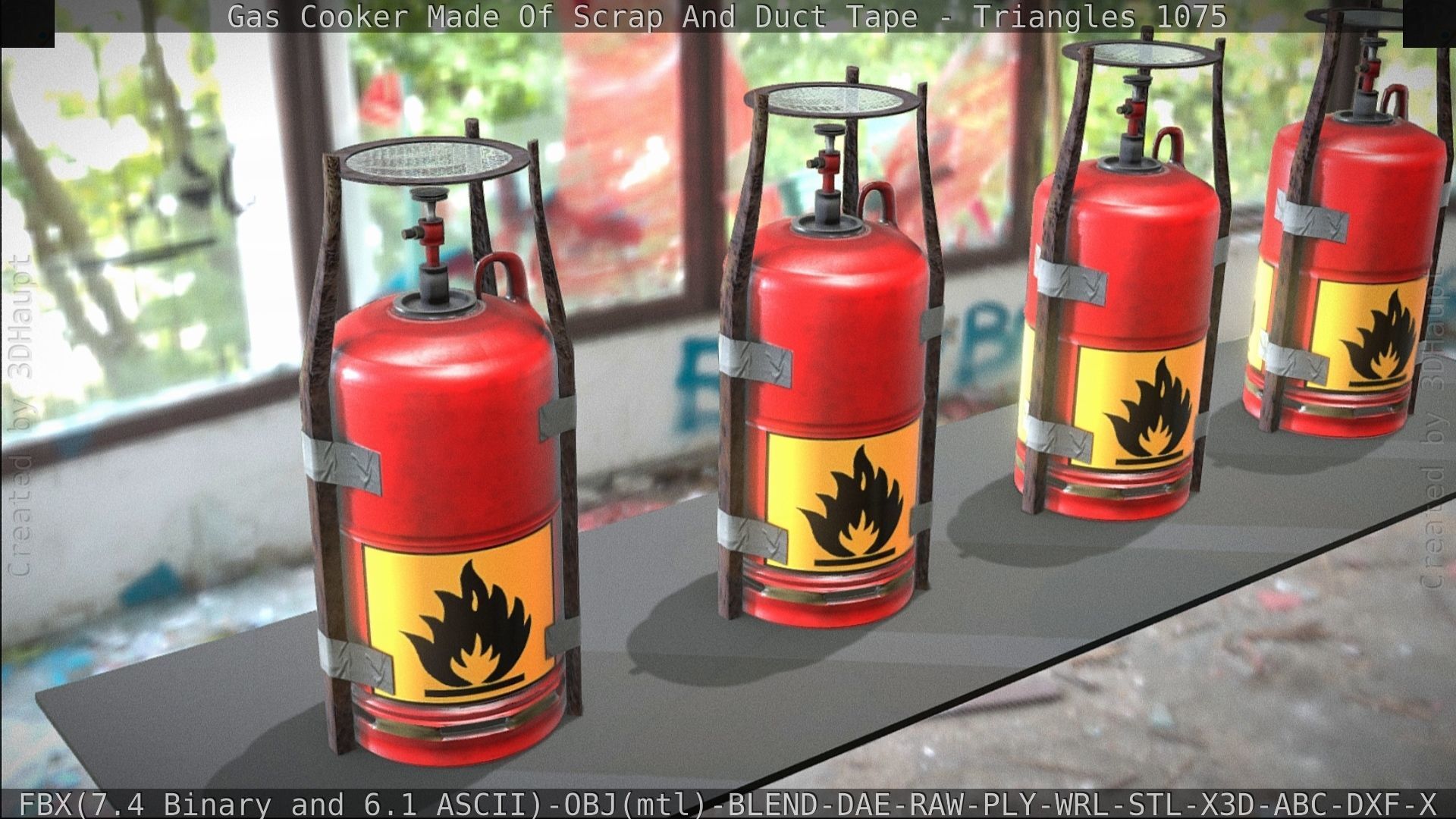 Gas Cooker Made Of Scrap And Duct Tape Low-poly 3D model_139