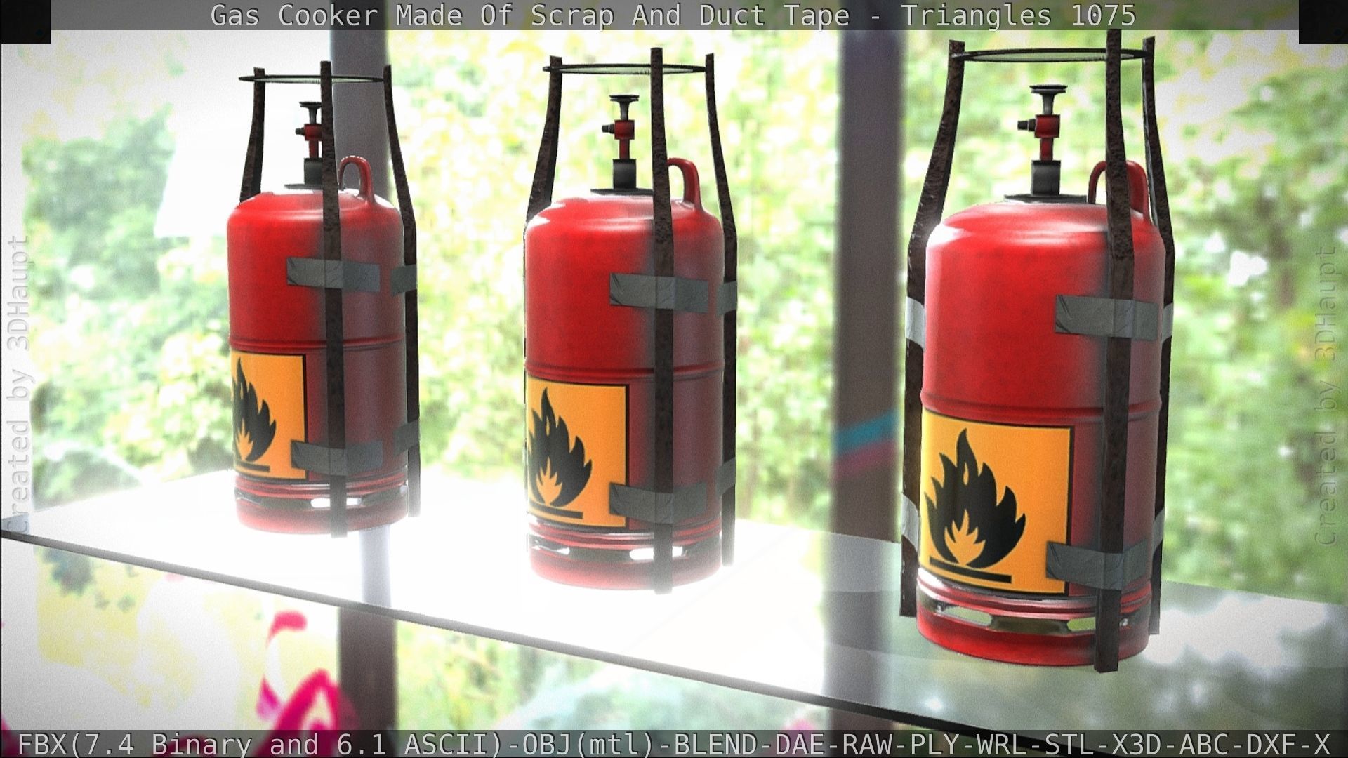 Gas Cooker Made Of Scrap And Duct Tape Low-poly 3D model_136