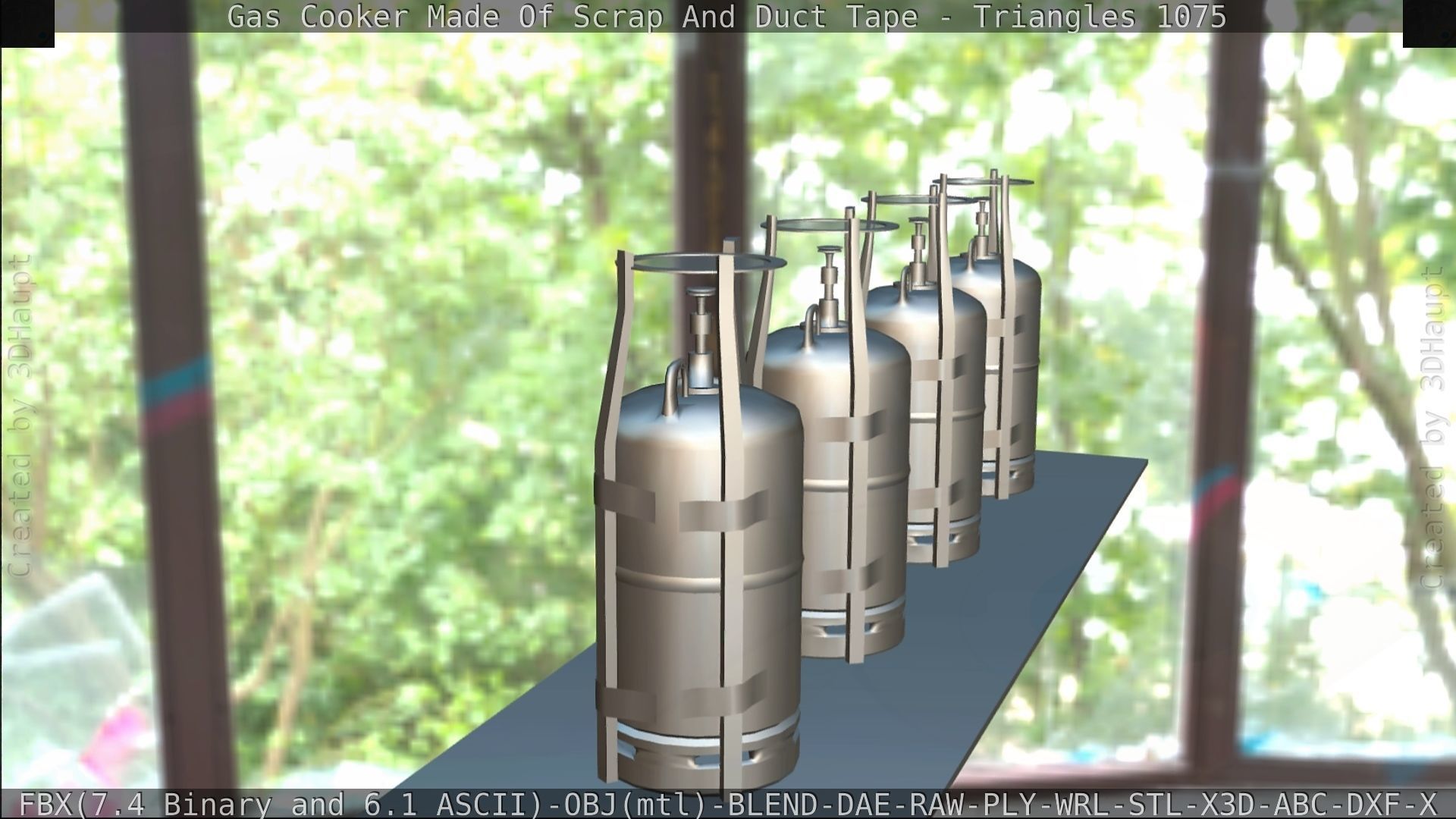 Gas Cooker Made Of Scrap And Duct Tape Low-poly 3D model_100