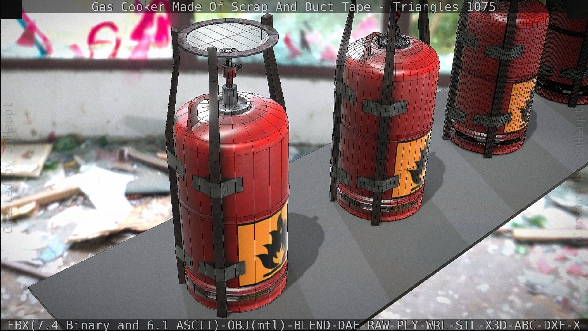 Gas Cooker Made Of Scrap And Duct Tape Low-poly 3D model_69