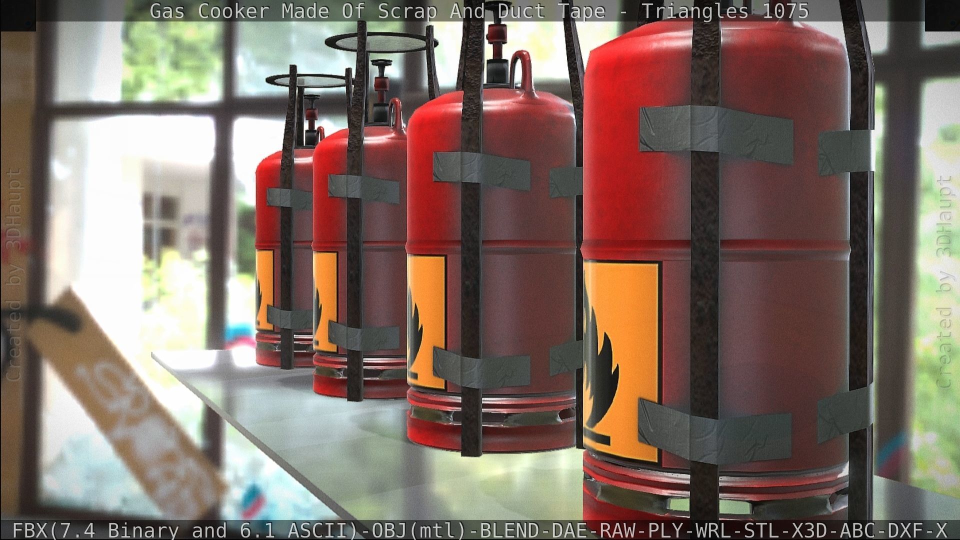 Gas Cooker Made Of Scrap And Duct Tape Low-poly 3D model_133