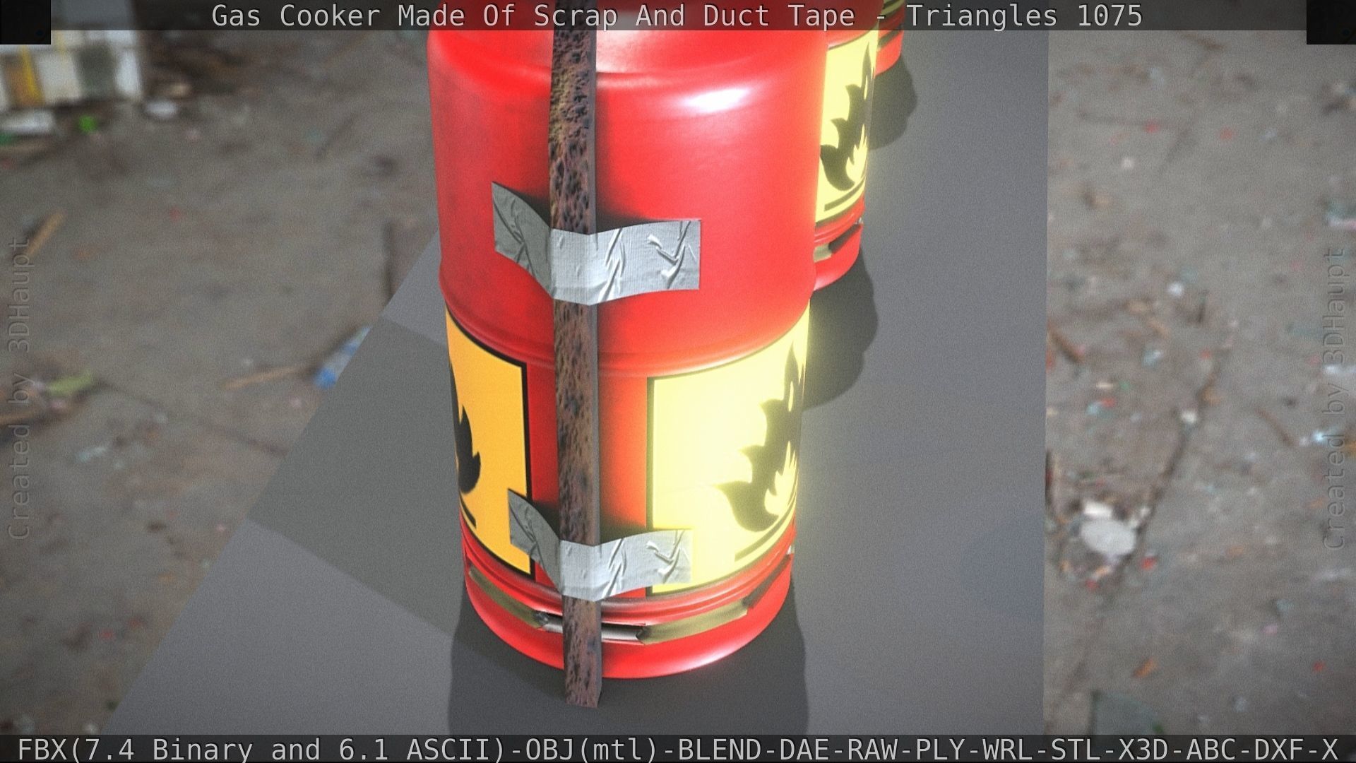 Gas Cooker Made Of Scrap And Duct Tape Low-poly 3D model_38