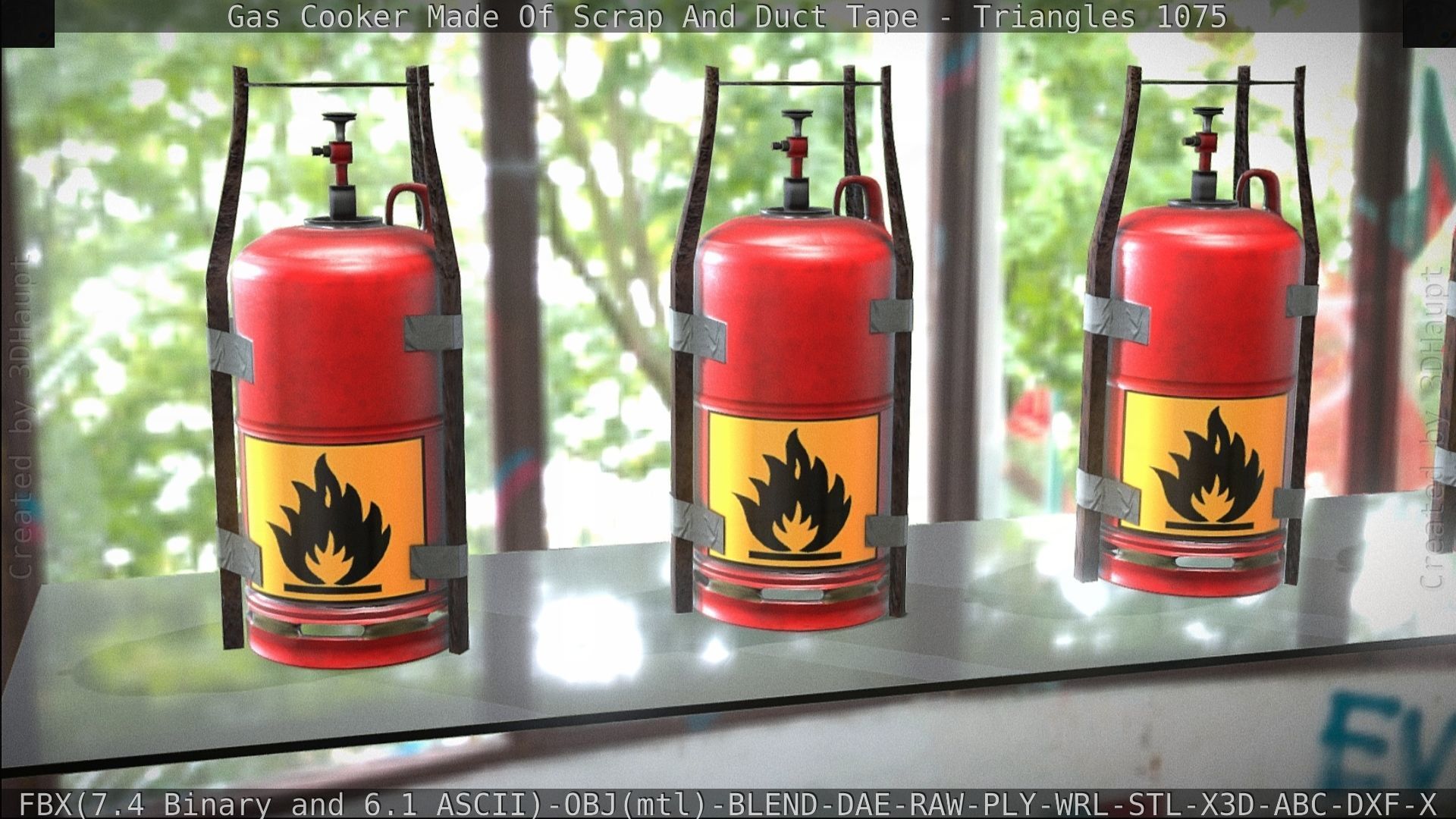 Gas Cooker Made Of Scrap And Duct Tape Low-poly 3D model_138