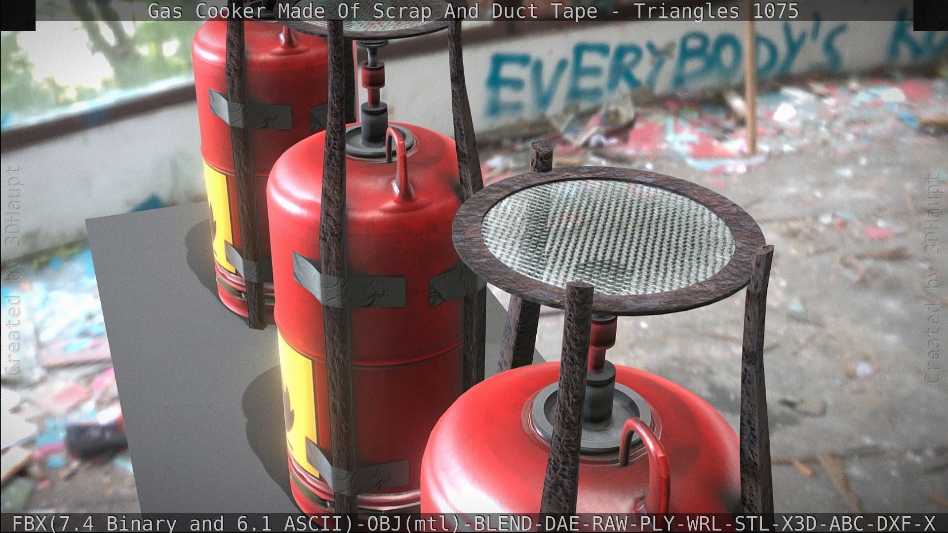 Gas Cooker Made Of Scrap And Duct Tape Low-poly 3D model_124