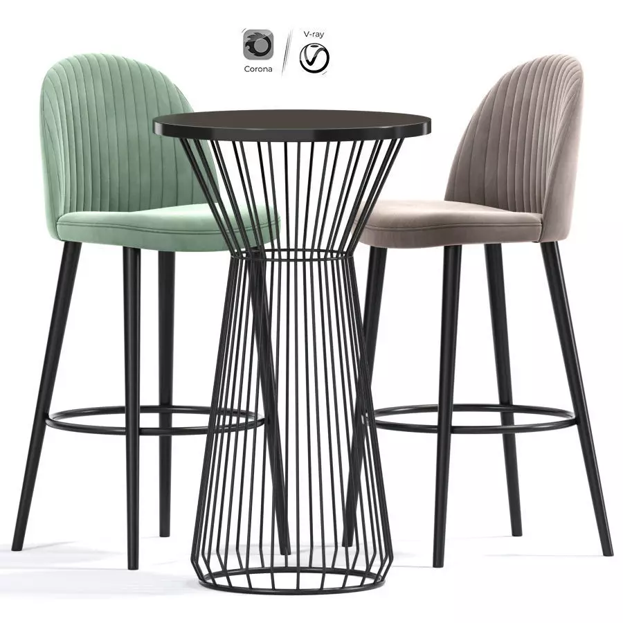 Lily Bar Stool Table 3D model_0