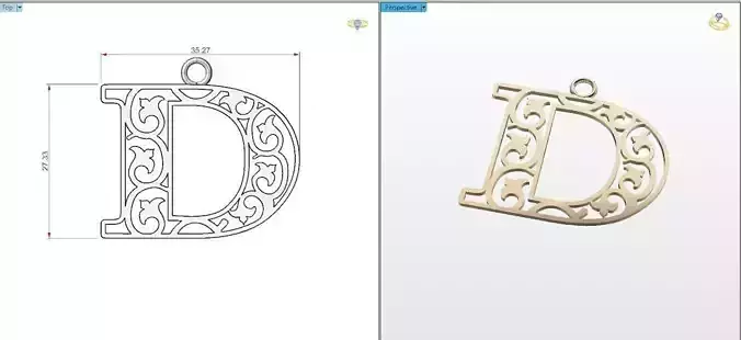 D letter pendant 3D print model