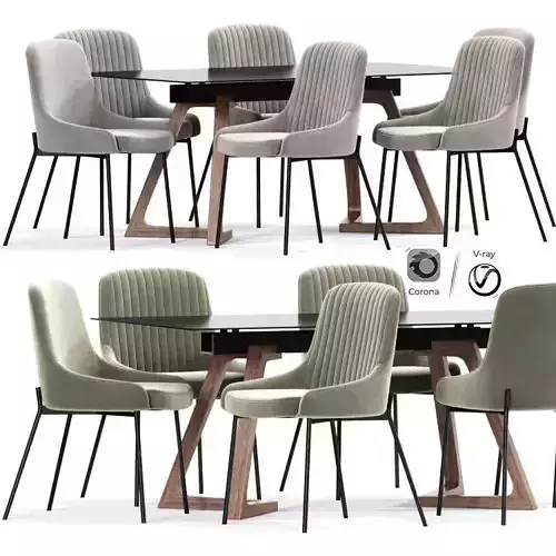 Lainy Upholstered Strip Chair Table