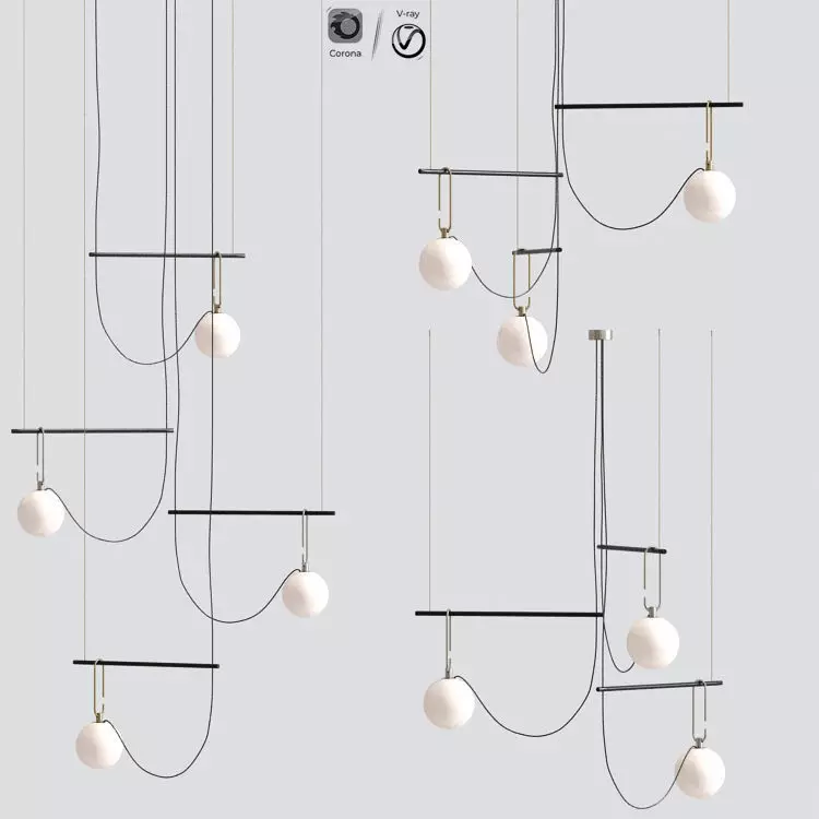 Ic Flos Hanging Pendant Lamp Set 3D model