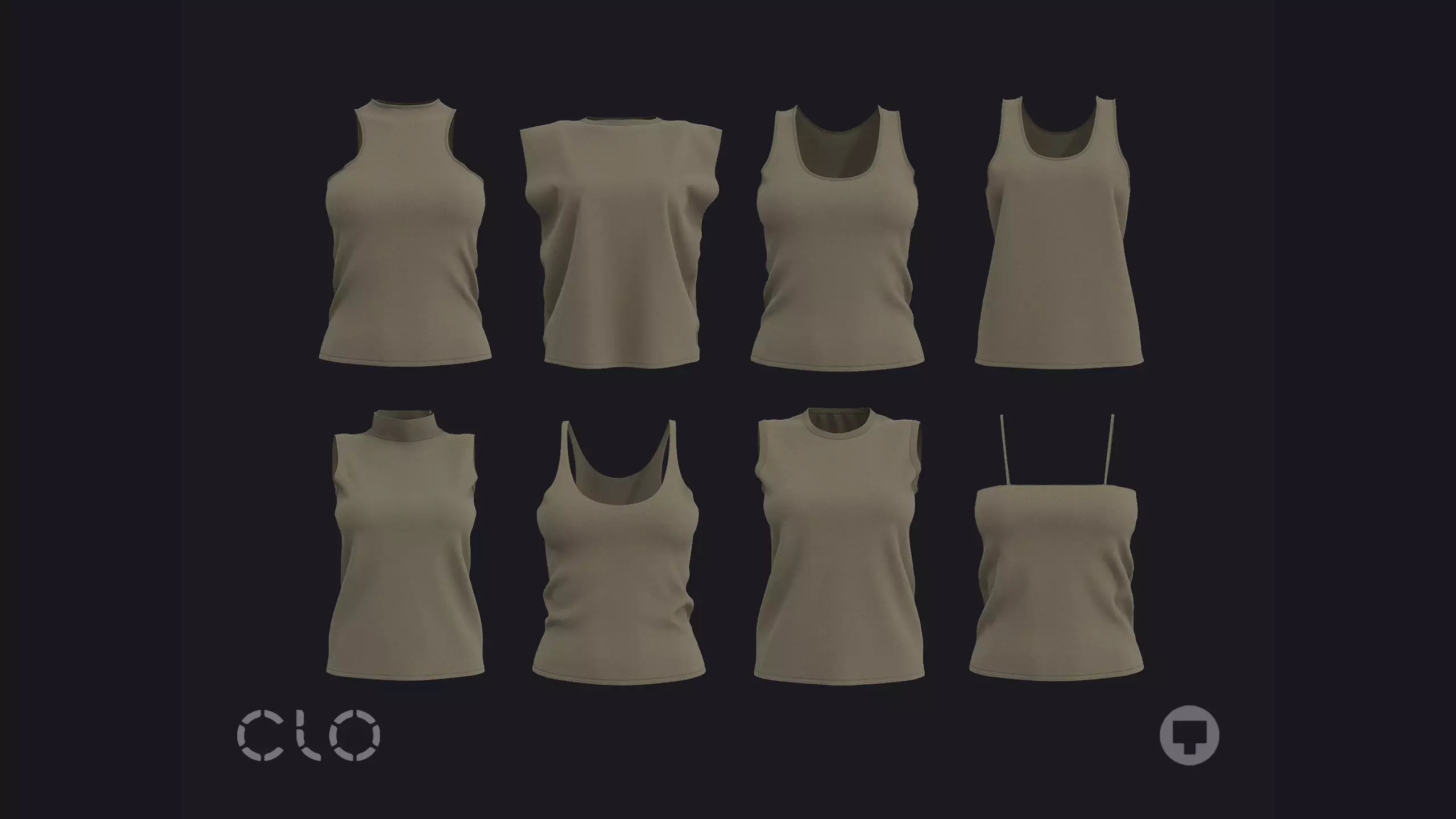 FEMALE TANK TOPS PACK genesis8 highpoly 3D model_0