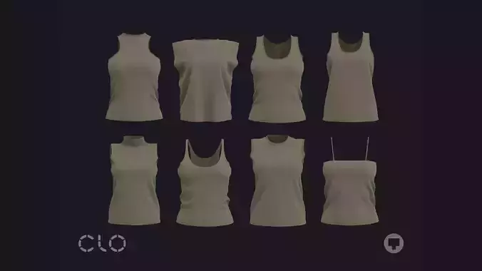FEMALE TANK TOPS PACK genesis8 highpoly 3D model