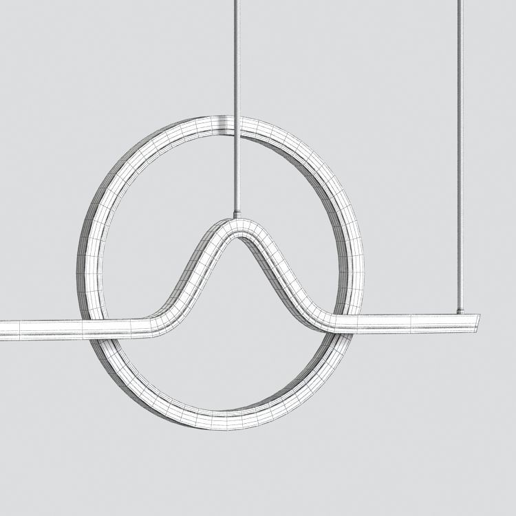 Modern Linear Led Chandelier Pendant Light 3D model_2