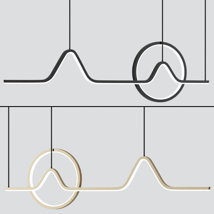 Modern Linear Led Chandelier Pendant Light 3D model_1