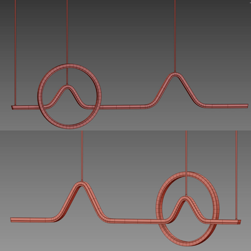 Modern Linear Led Chandelier Pendant Light 3D model_4