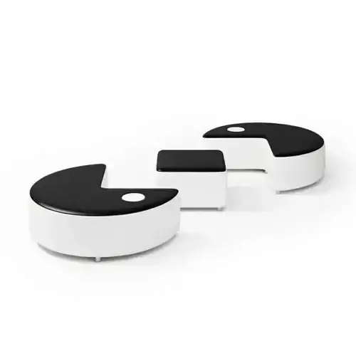 Black And White Sofa And Ottoman Set