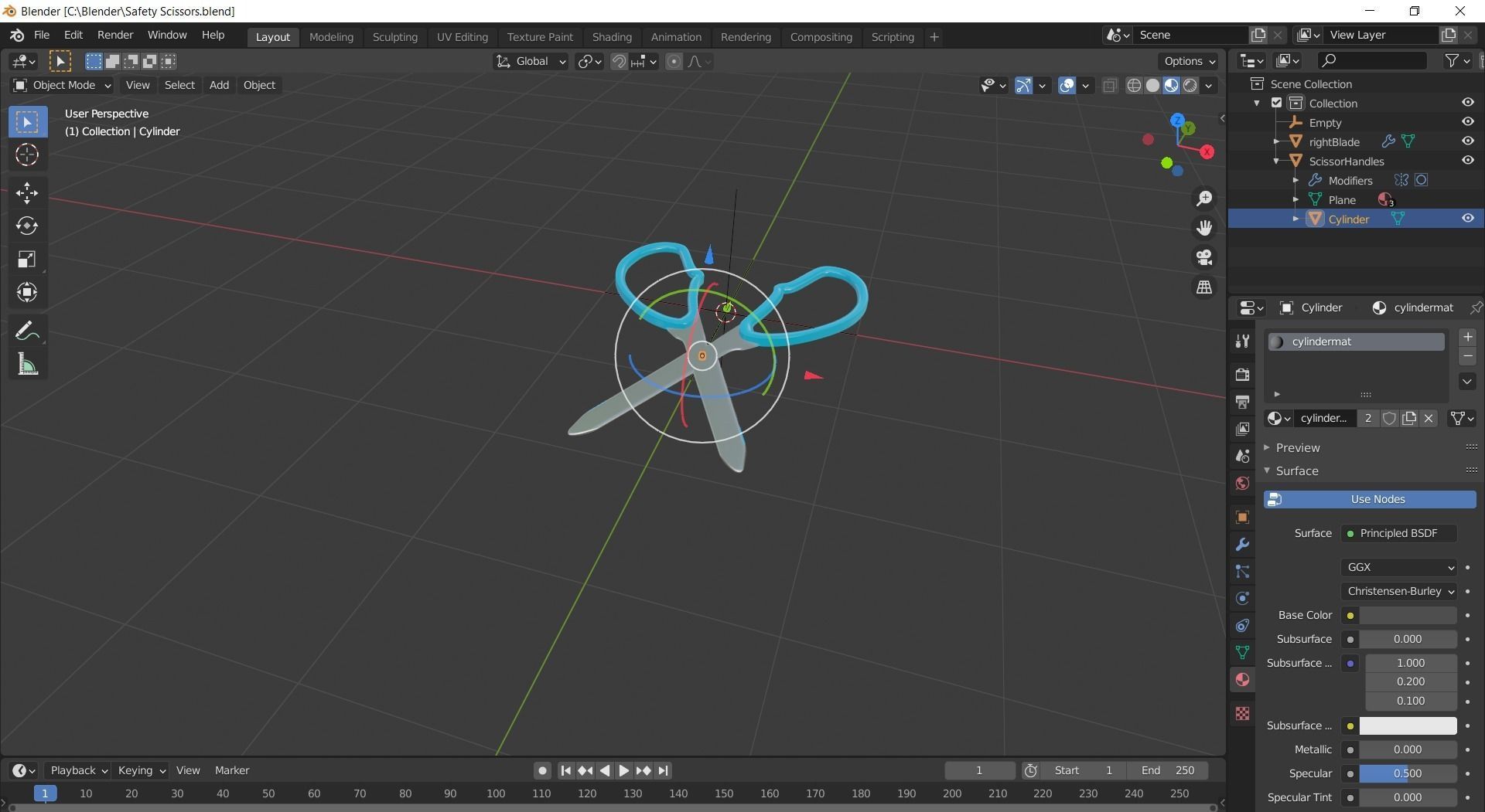 Safety Scissors Low-poly 3D model_1