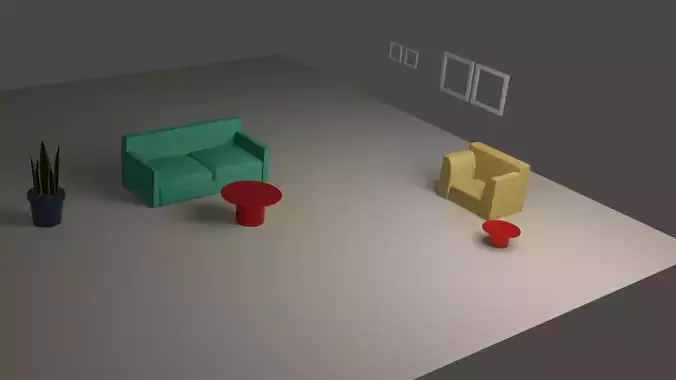 room 1 living with two chairs and table