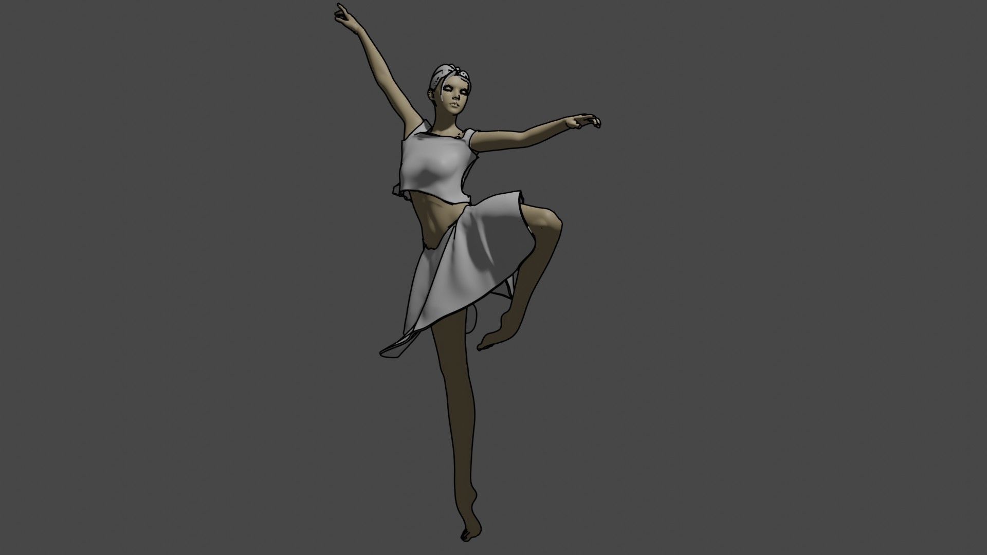 Ballerina 3D model dancer in dress 3D print model_3