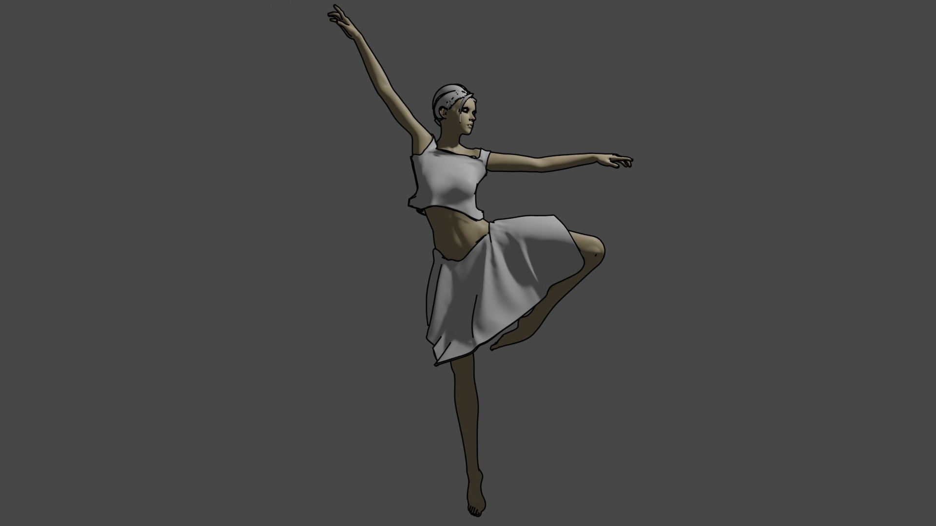 Ballerina 3D model dancer in dress 3D print model_1