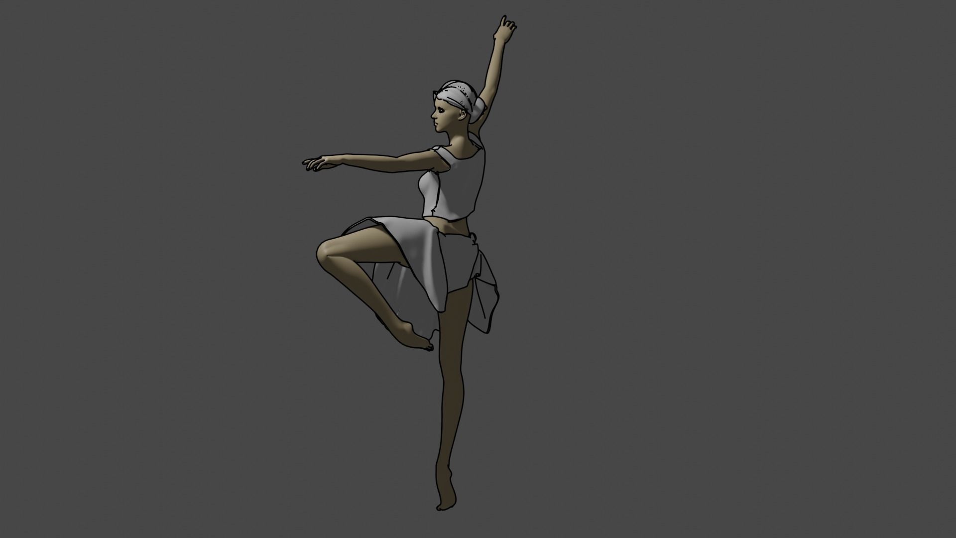 Ballerina 3D model dancer in dress 3D print model_2