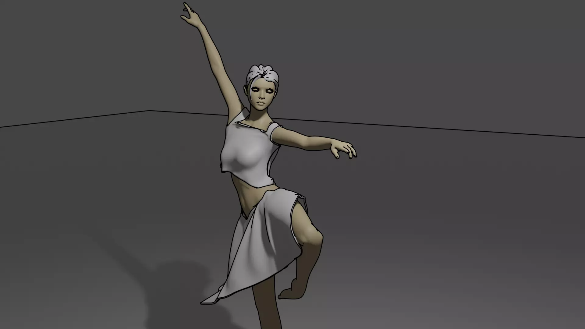 Ballerina 3D model dancer in dress 3D print model_0