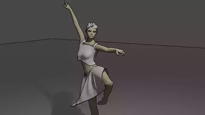 Ballerina 3D model dancer in dress