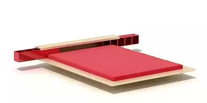 Modern Red Bed With Headboard