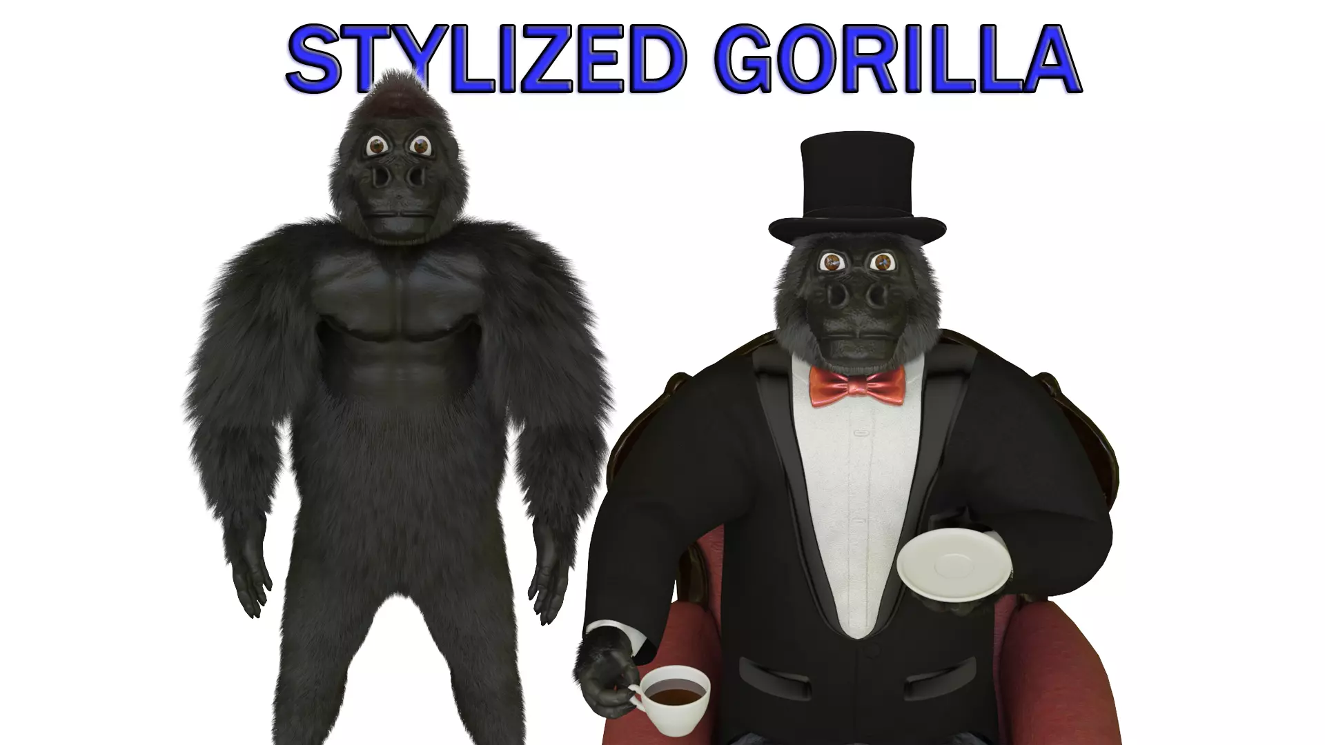 Stylized Gorilla Character Low-poly 3D model