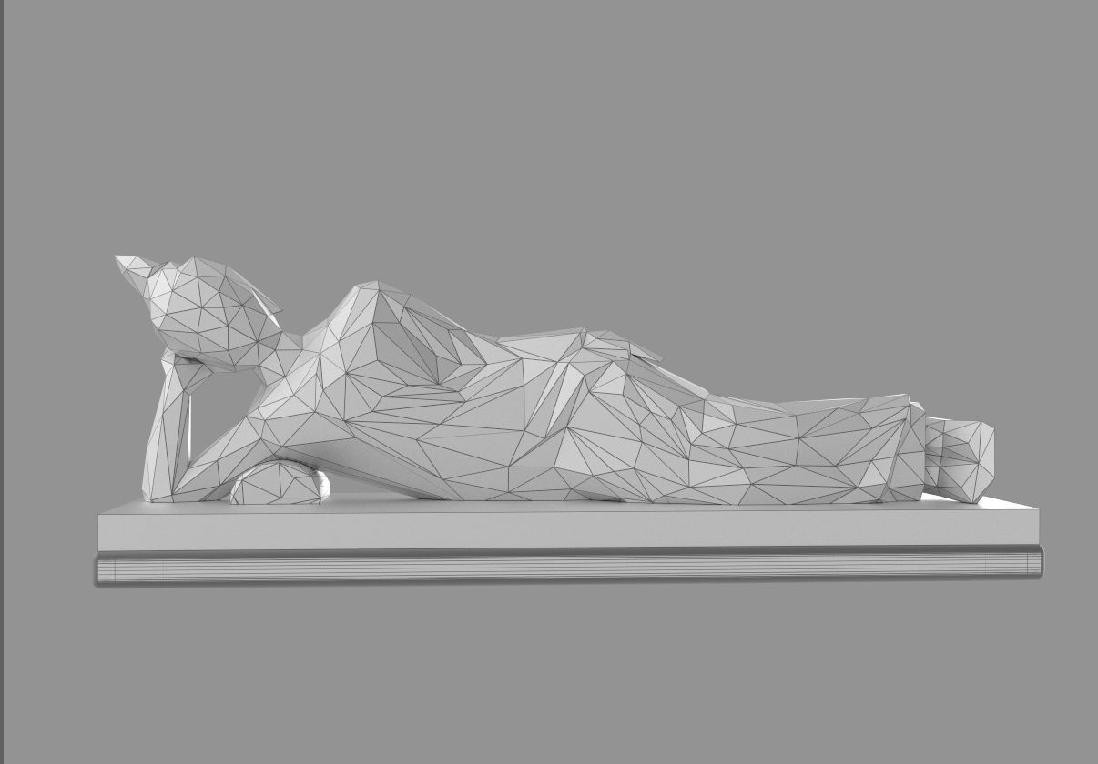 Asian Sleeping Buddha Statue Low-polygon 3D print model_1