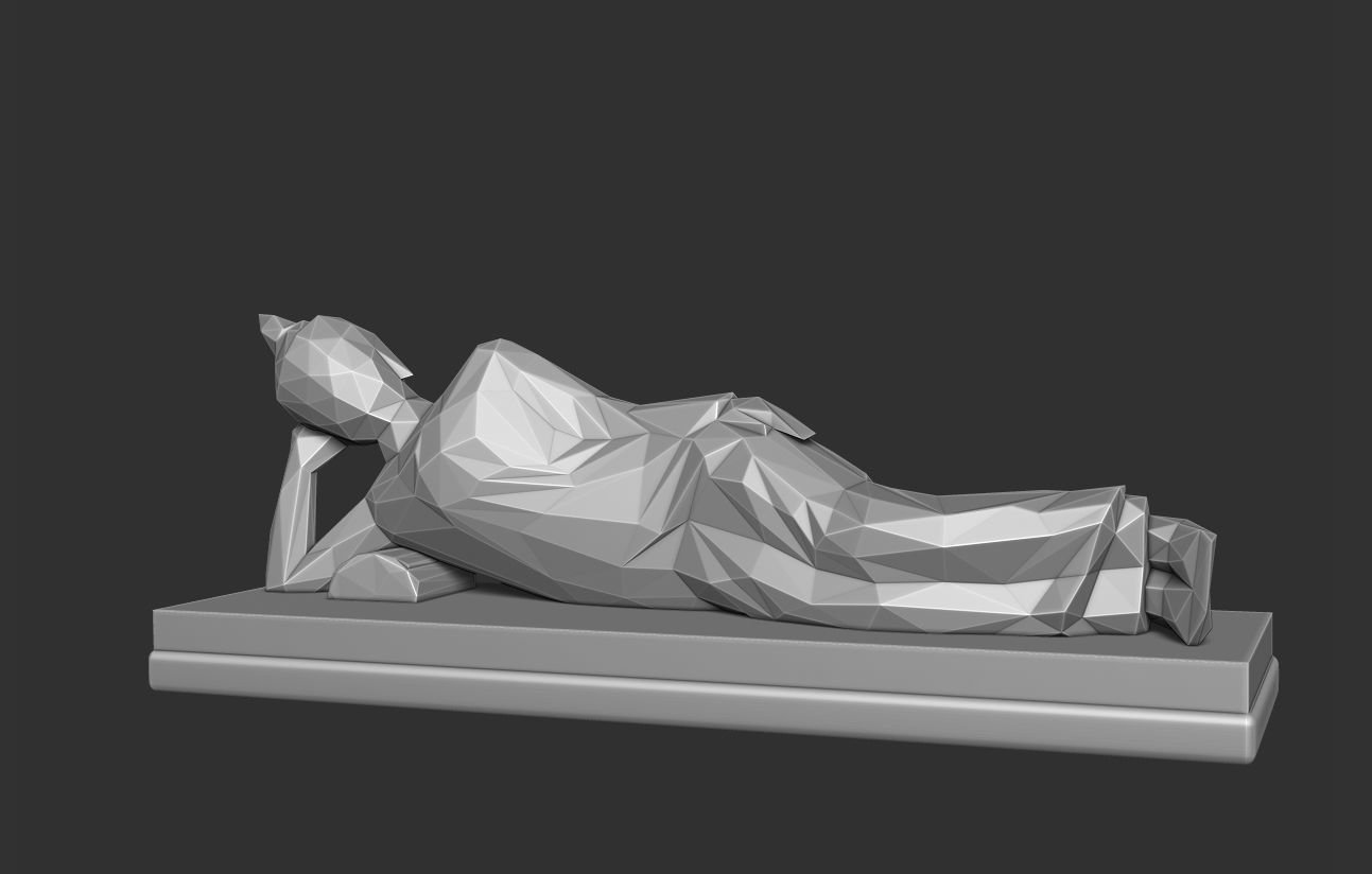 Asian Sleeping Buddha Statue Low-polygon 3D print model_5