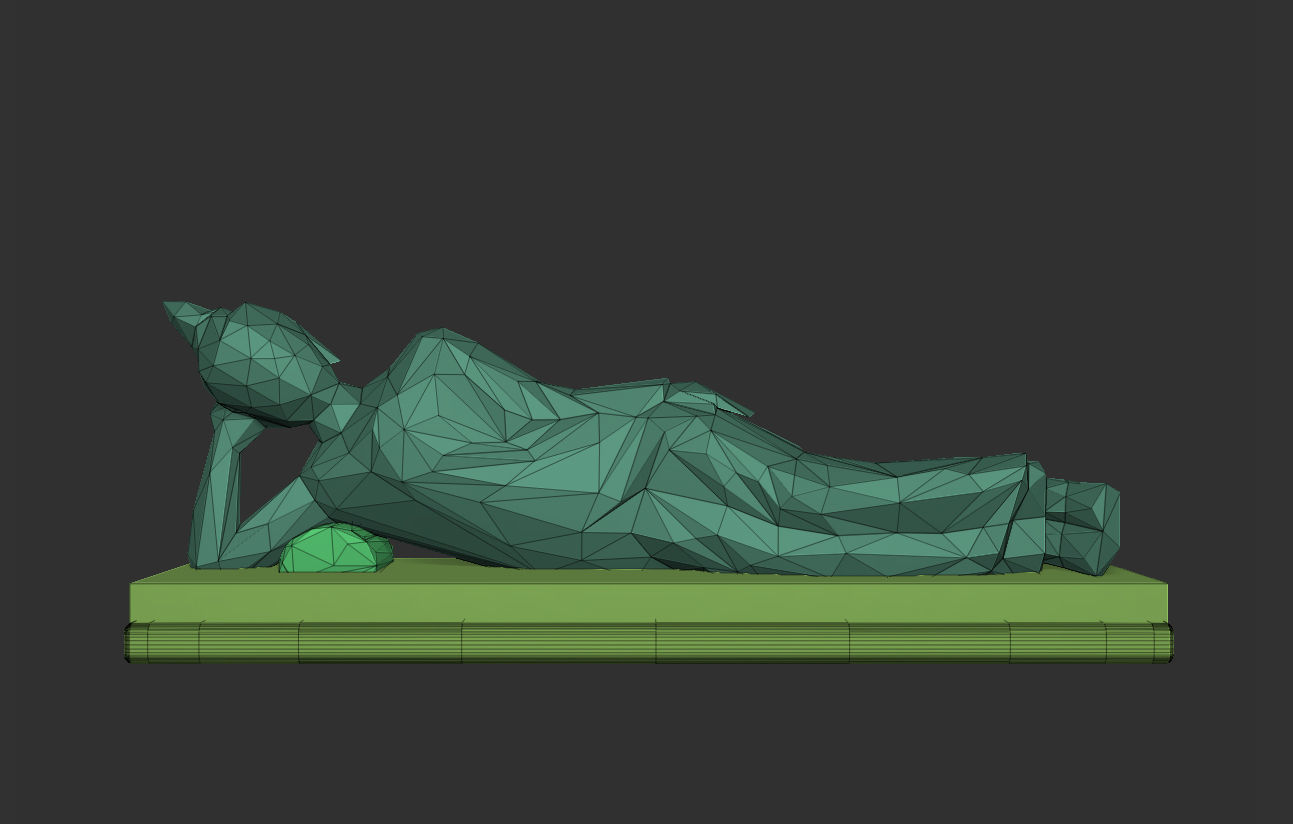Asian Sleeping Buddha Statue Low-polygon 3D print model_11